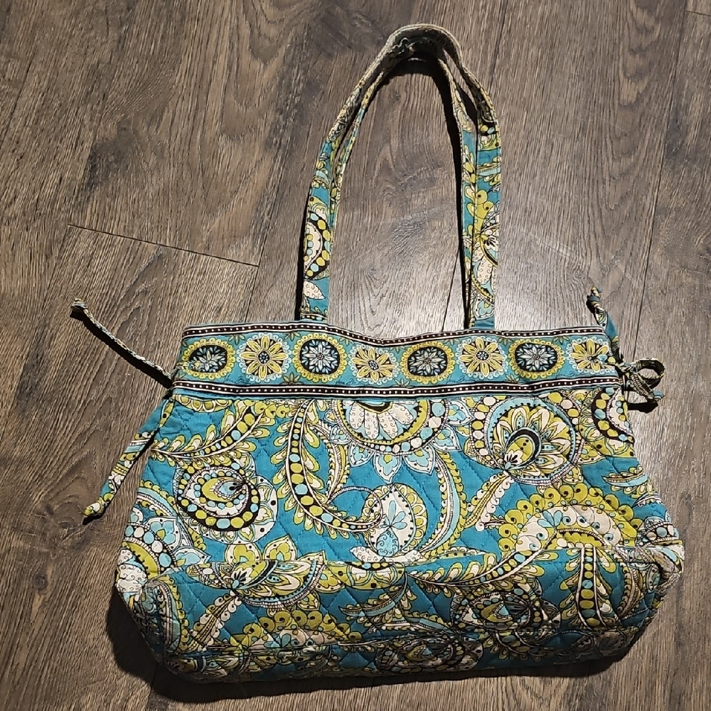VINTAGE Vera Bradley Peacock Betsy Shoulder Bag Tote Retired 2007 Teal Green
